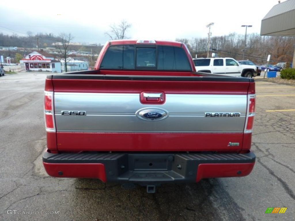 2010 F150 Platinum SuperCrew 4x4 - Red Candy Metallic / Medium Stone Leather/Sienna Brown photo #3