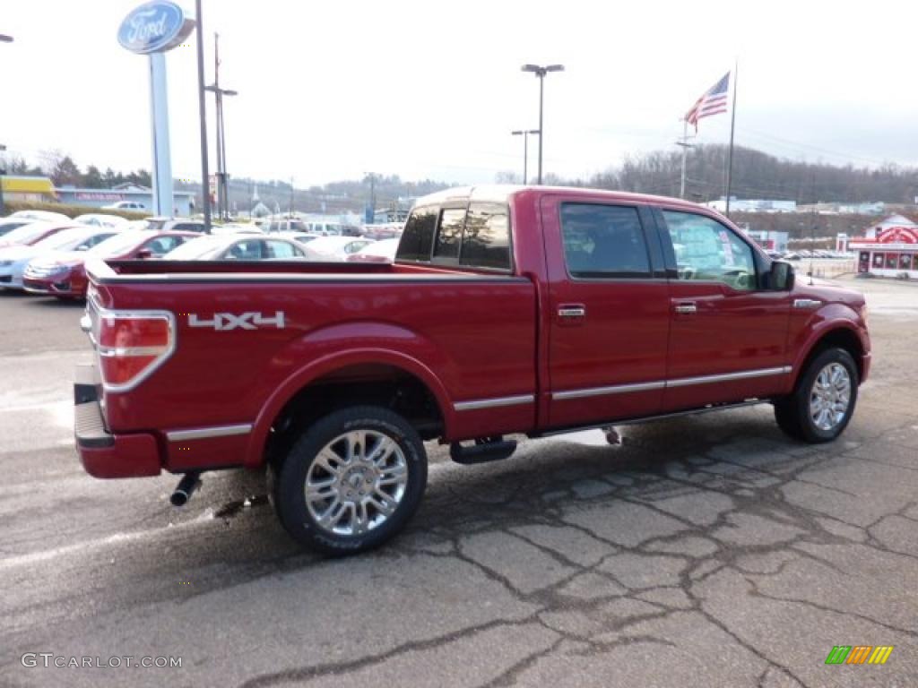 2010 F150 Platinum SuperCrew 4x4 - Red Candy Metallic / Medium Stone Leather/Sienna Brown photo #4