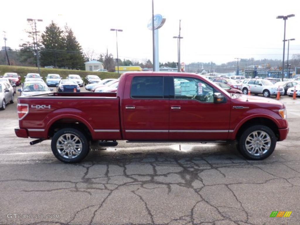 2010 F150 Platinum SuperCrew 4x4 - Red Candy Metallic / Medium Stone Leather/Sienna Brown photo #5