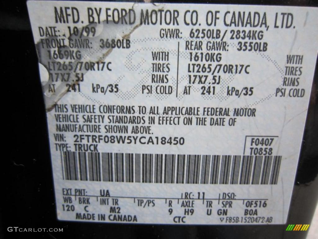 2000 F150 Color Code UA for Black Photo #40605025