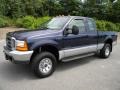 2001 True Blue Metallic Ford F250 Super Duty XLT SuperCab 4x4  photo #2
