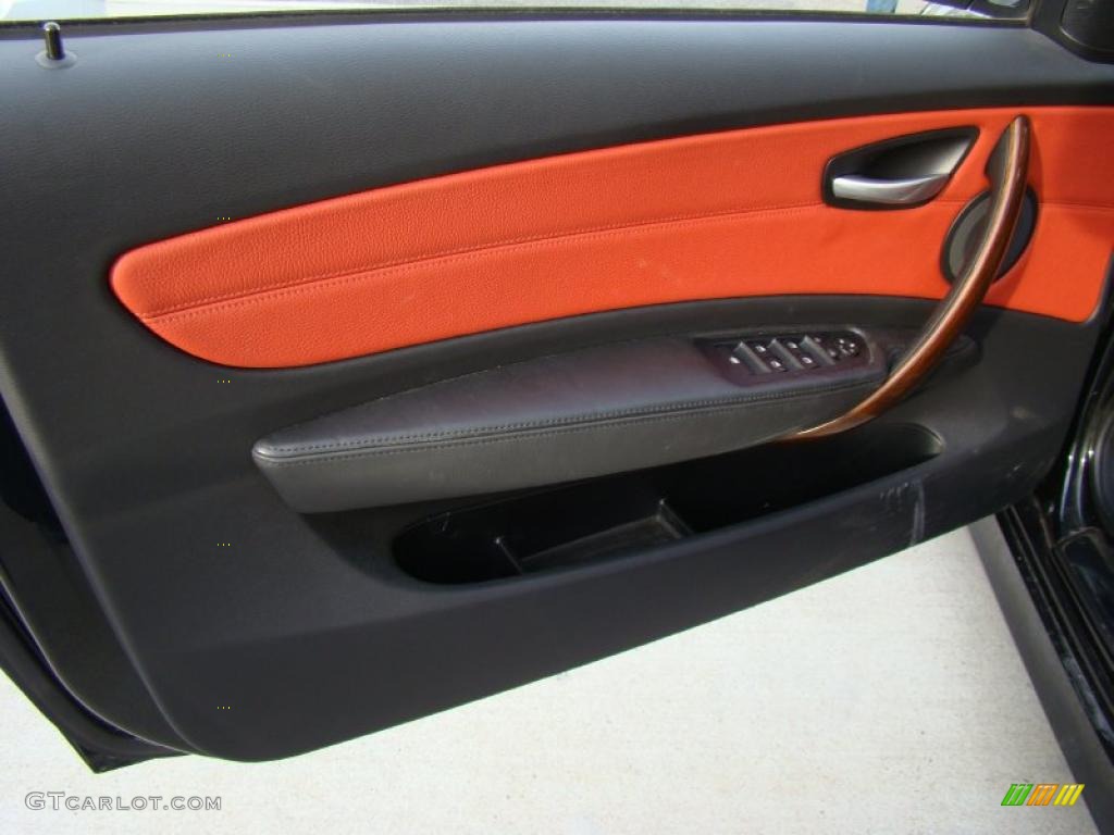 2008 BMW 1 Series 128i Convertible Coral Red Door Panel Photo #40605817