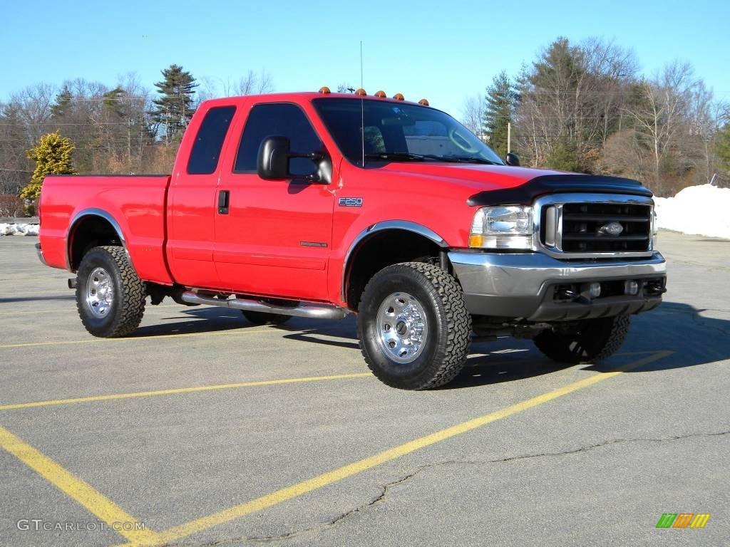 Red Clearcoat 2003 Ford F250 Super Duty XLT SuperCab 4x4 Exterior Photo #40607545