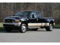 2000 Black Ford F350 Super Duty Lariat Extended Cab 4x4 Dually  photo #1