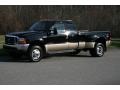 2000 Black Ford F350 Super Duty Lariat Extended Cab 4x4 Dually  photo #2