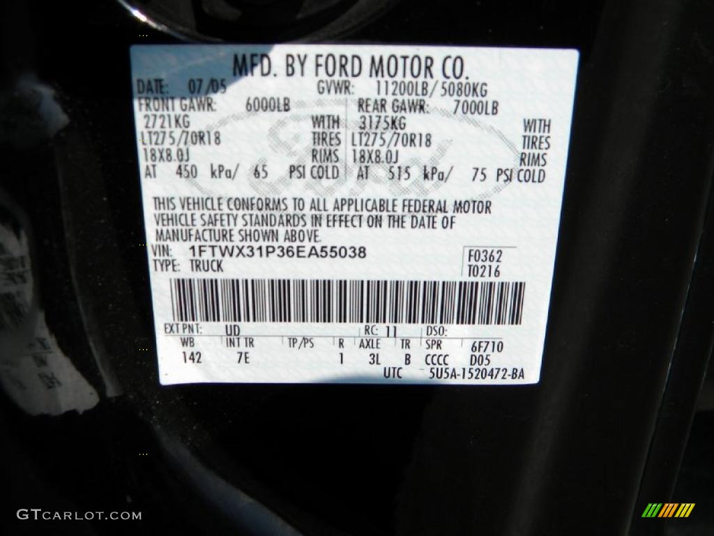 2006 F350 Super Duty Color Code UD for Black Photo #40615221