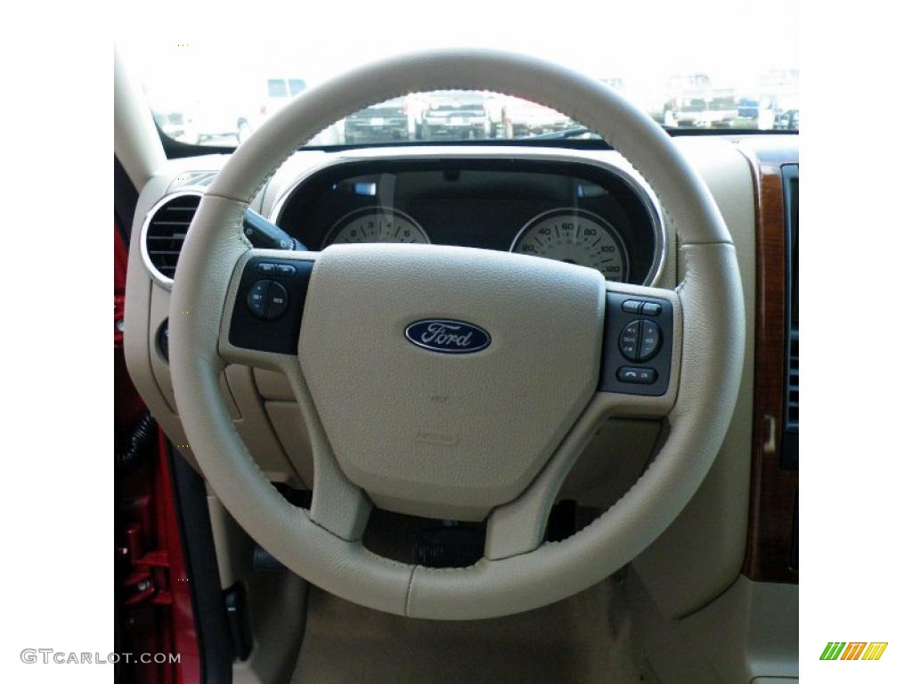 2010 Ford Explorer Eddie Bauer 4x4 Camel Steering Wheel Photo #40621134