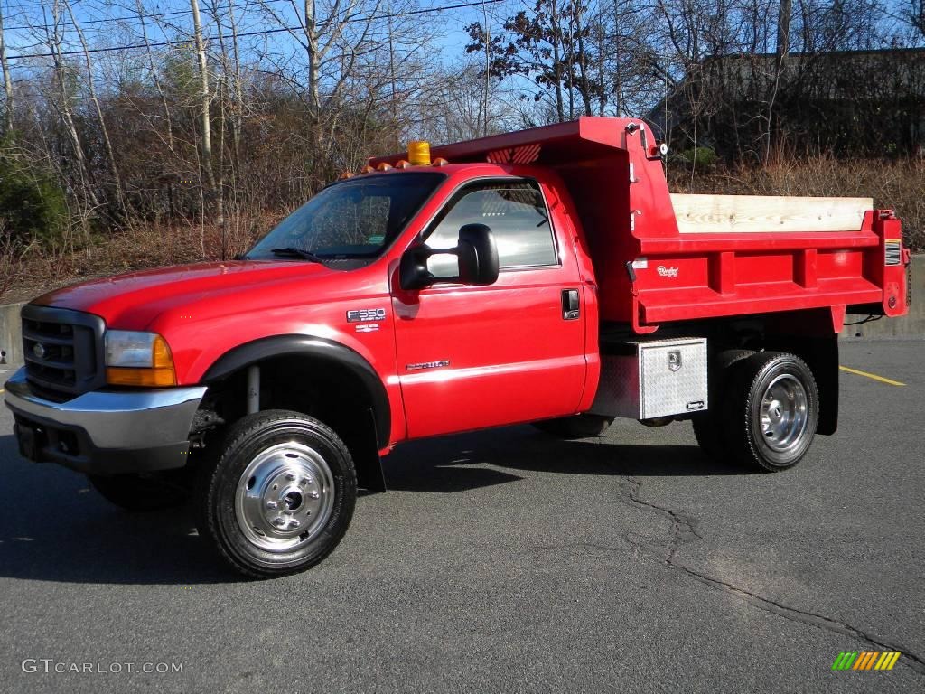 2000 F550 Super Duty XL Regular Cab 4x4 Dump Truck - Red / Medium Graphite photo #1