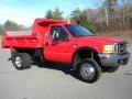 2000 Red Ford F550 Super Duty XL Regular Cab 4x4 Dump Truck  photo #2