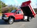 2000 Red Ford F550 Super Duty XL Regular Cab 4x4 Dump Truck  photo #3