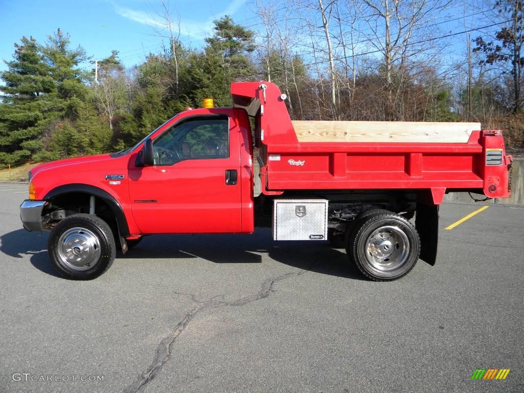 Red 2000 Ford F550 Super Duty XL Regular Cab 4x4 Dump Truck Exterior Photo #40621522