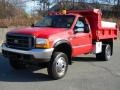 2000 Red Ford F550 Super Duty XL Regular Cab 4x4 Dump Truck  photo #17
