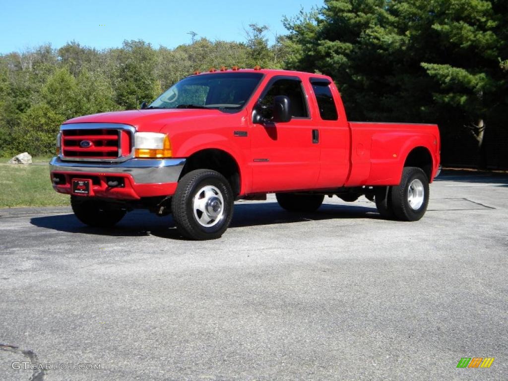 2000 F350 Super Duty Lariat Extended Cab 4x4 Dually - Red / Medium Parchment photo #3
