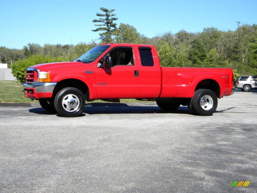 2000 F350 Super Duty Lariat Extended Cab 4x4 Dually - Red / Medium Parchment photo #5