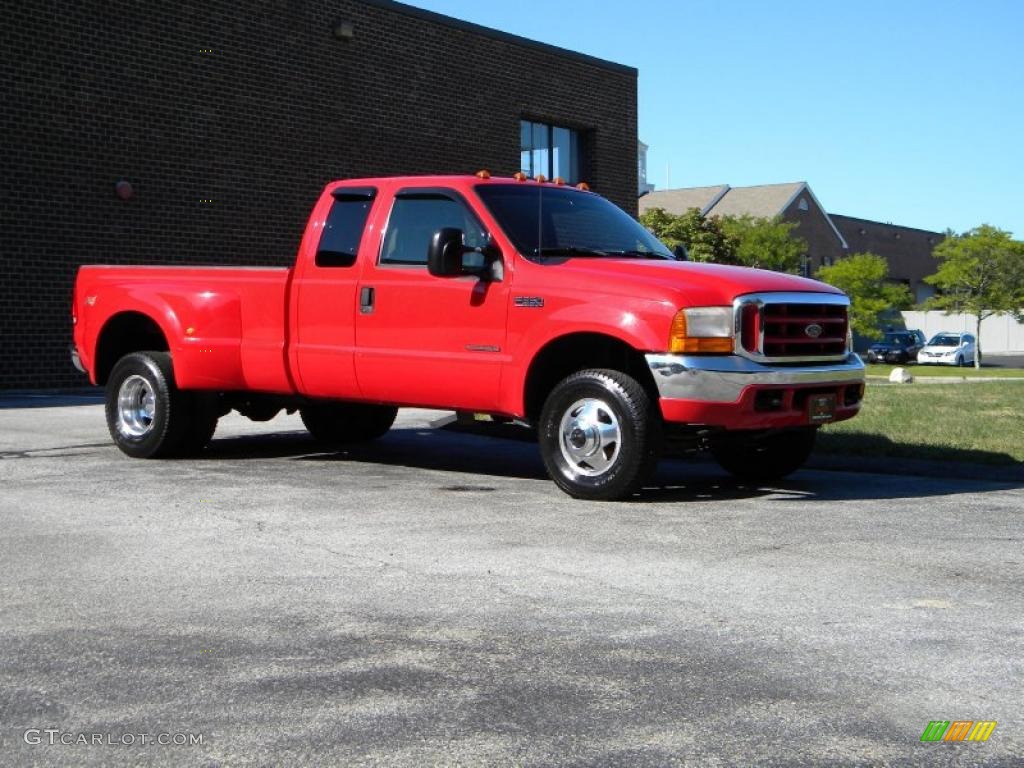 2000 F350 Super Duty Lariat Extended Cab 4x4 Dually - Red / Medium Parchment photo #16