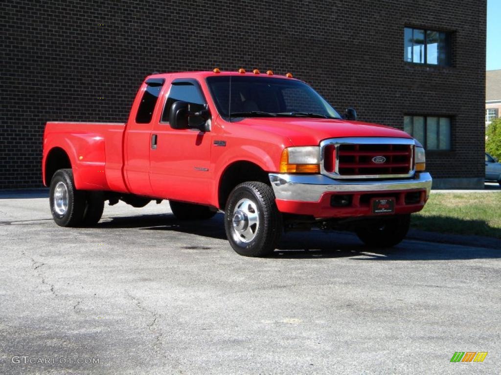 2000 F350 Super Duty Lariat Extended Cab 4x4 Dually - Red / Medium Parchment photo #17