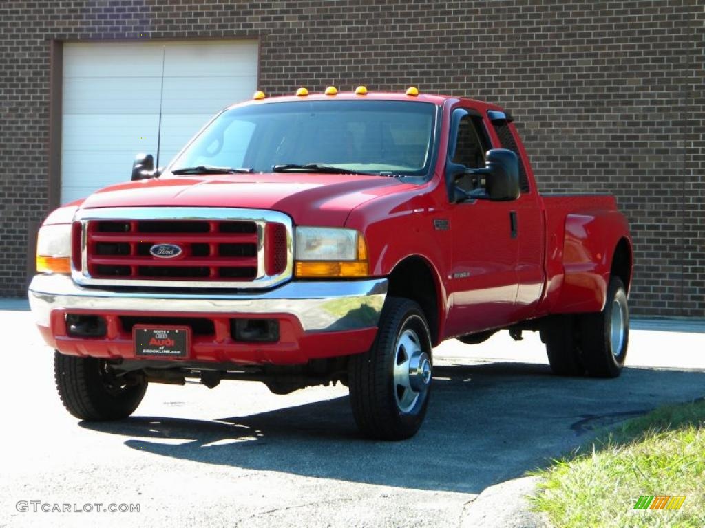 2000 F350 Super Duty Lariat Extended Cab 4x4 Dually - Red / Medium Parchment photo #21