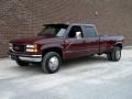 1997 Dark Hunt Club Red Metallic GMC Sierra 3500 SLE Crew Cab 4x4 Dually  photo #3