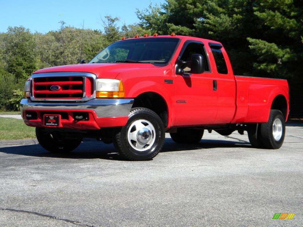 2000 F350 Super Duty Lariat Extended Cab 4x4 Dually - Red / Medium Parchment photo #90