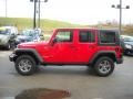 2010 Flame Red Jeep Wrangler Unlimited Rubicon 4x4  photo #5