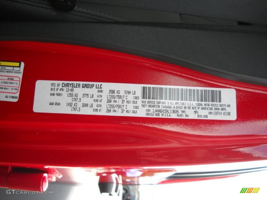 2010 Wrangler Unlimited Color Code PR4 for Flame Red Photo #40626330