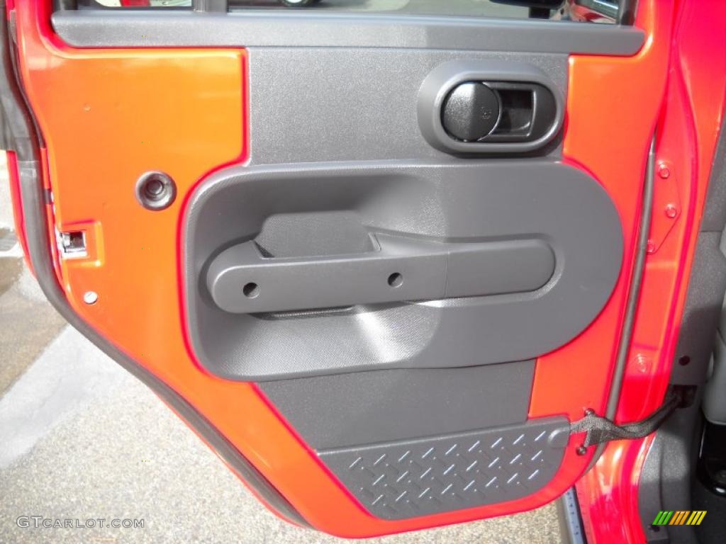 2010 Jeep Wrangler Unlimited Rubicon 4x4 Dark Slate Gray/Medium Slate Gray Door Panel Photo #40626346