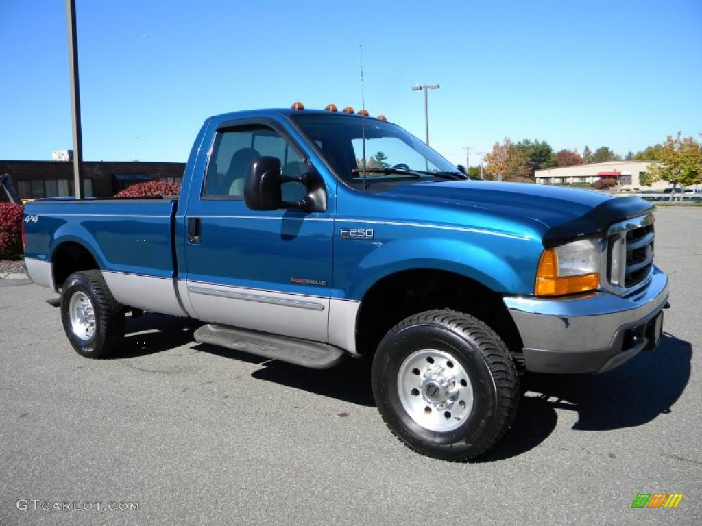 2000 F250 Super Duty XLT Regular Cab 4x4 - Island Blue Metallic / Medium Graphite photo #2