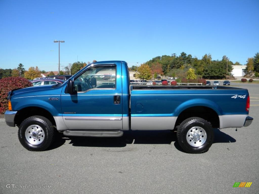 2000 F250 Super Duty XLT Regular Cab 4x4 - Island Blue Metallic / Medium Graphite photo #3