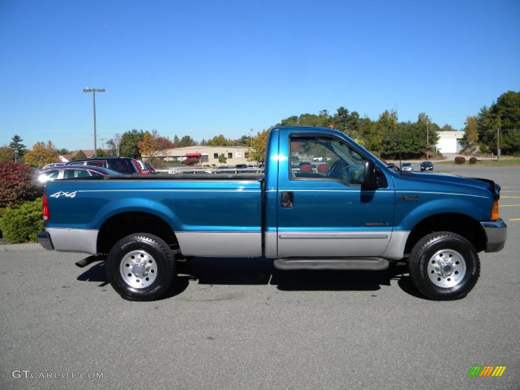 2000 F250 Super Duty XLT Regular Cab 4x4 - Island Blue Metallic / Medium Graphite photo #4