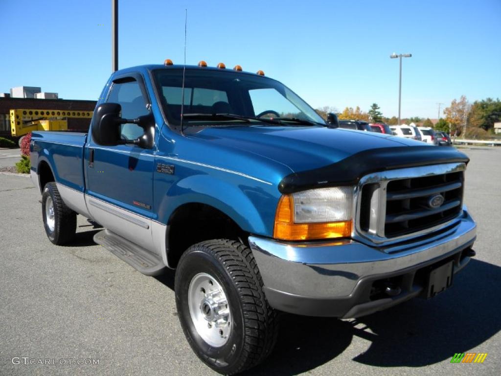 2000 F250 Super Duty XLT Regular Cab 4x4 - Island Blue Metallic / Medium Graphite photo #8