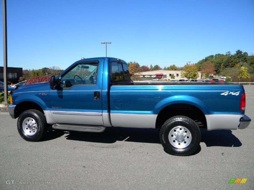 2000 F250 Super Duty XLT Regular Cab 4x4 - Island Blue Metallic / Medium Graphite photo #9