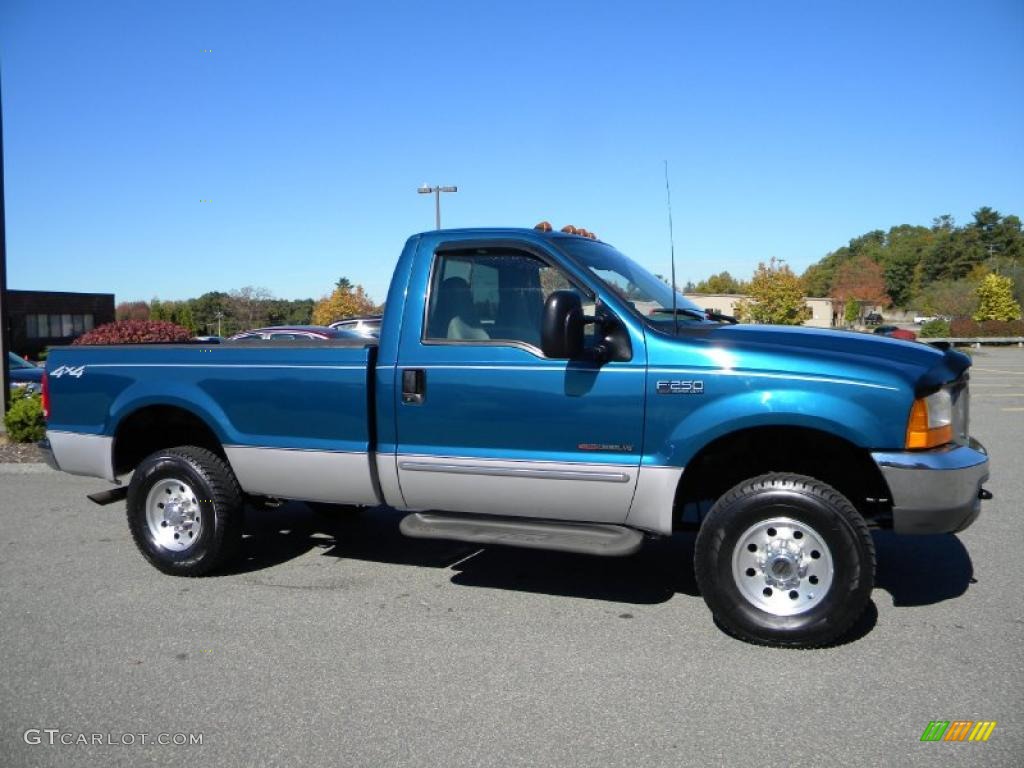 Island Blue Metallic 2000 Ford F250 Super Duty XLT Regular Cab 4x4 Exterior Photo #40628038