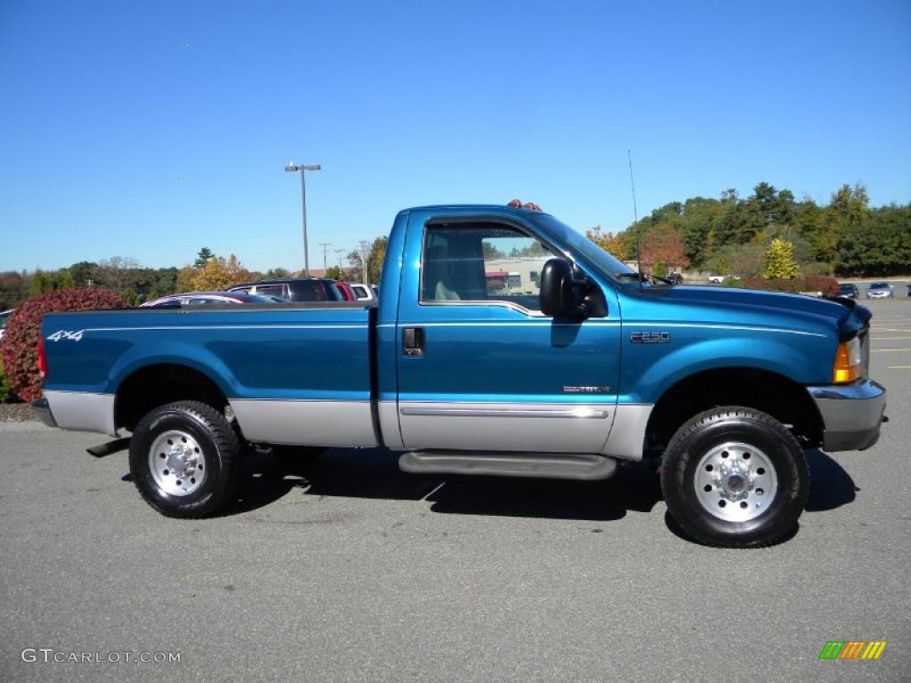 Island Blue Metallic 2000 Ford F250 Super Duty XLT Regular Cab 4x4 Exterior Photo #40628098