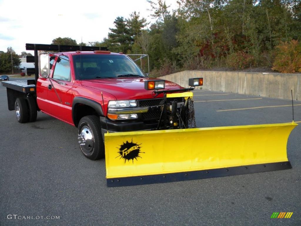 2001 Silverado 3500 Extended Cab 4x4 Chassis Plow Truck - Victory Red / Graphite photo #1