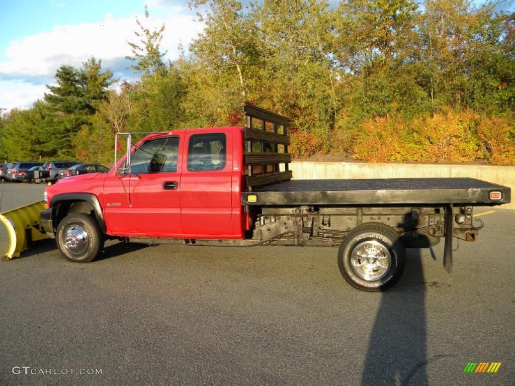 2001 Silverado 3500 Extended Cab 4x4 Chassis Plow Truck - Victory Red / Graphite photo #10
