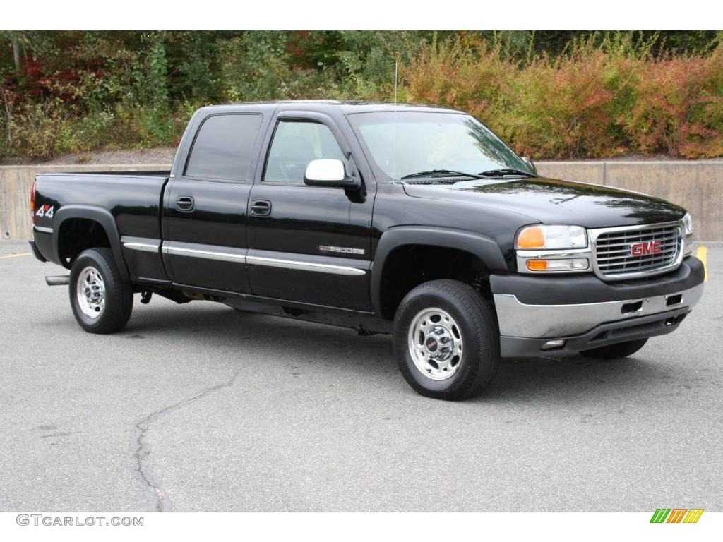 Onyx Black 2001 GMC Sierra 2500HD SLE Crew Cab 4x4 Exterior Photo #40634562