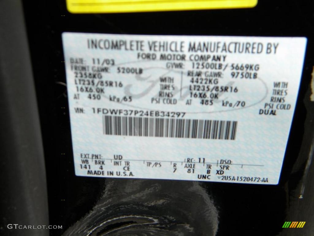 2004 F350 Super Duty Color Code UD for Black Photo #40636278