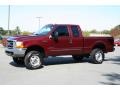 2000 Dark Toreador Red Metallic Ford F350 Super Duty Lariat Extended Cab 4x4  photo #19