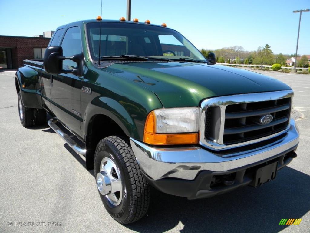 Woodland Green Metallic 2000 Ford F350 Super Duty XLT Extended Cab 4x4 Dually Exterior Photo #40638130