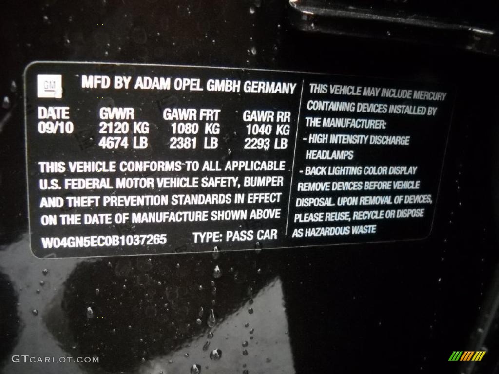 2011 Buick Regal CXL Info Tag Photo #40639078