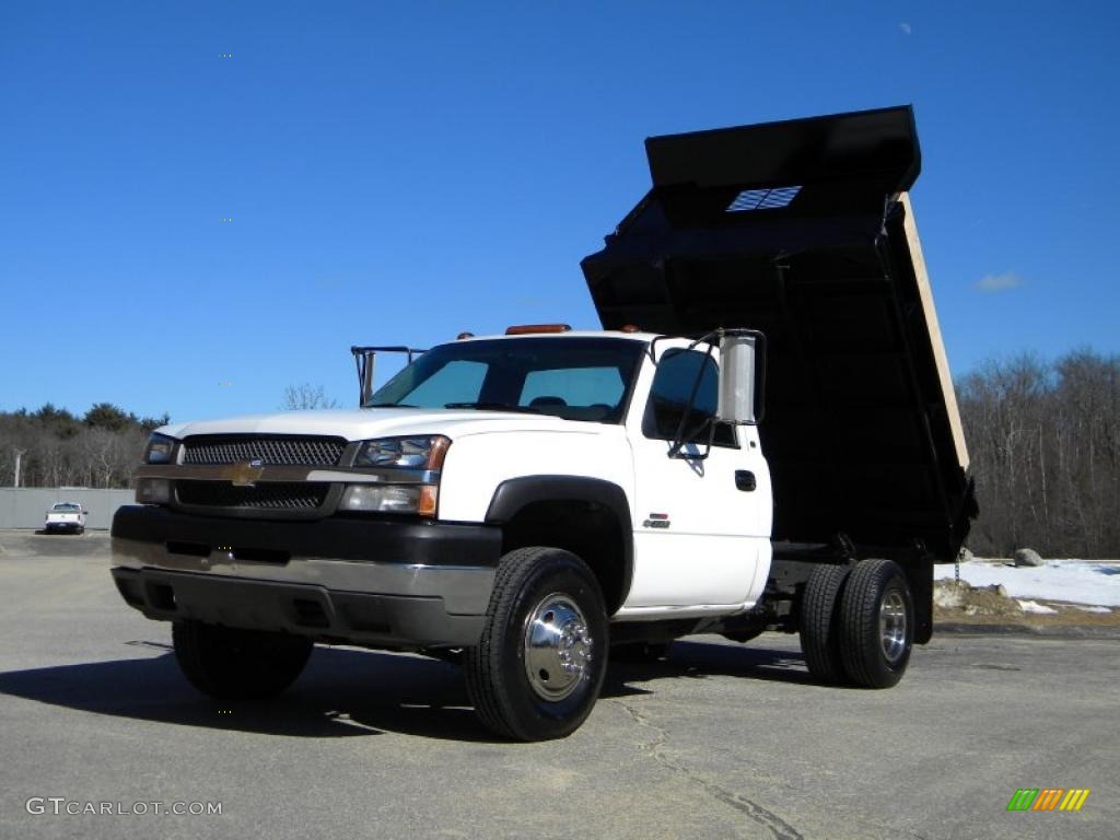 2003 Silverado 3500 Regular Cab 4x4 Chassis Dump Truck - Summit White / Dark Charcoal photo #15
