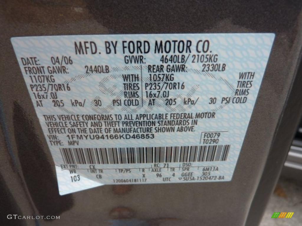 2006 Escape Color Code CX for Dark Shadow Grey Metallic Photo #40641262