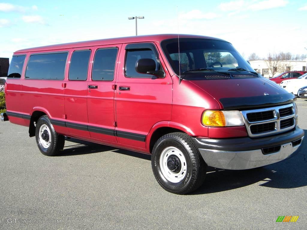 2000 Ram Van 3500 Passenger - Medium Red Metallic / Mist Gray photo #1