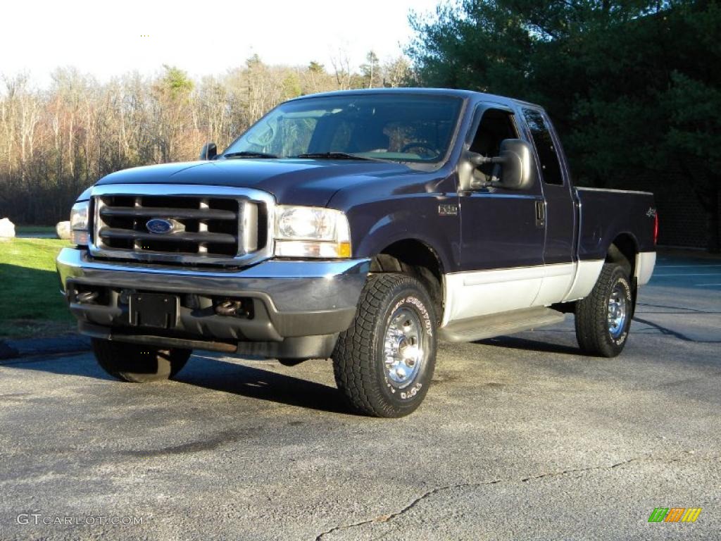 2002 F250 Super Duty XLT SuperCab 4x4 - True Blue Metallic / Medium Flint photo #2