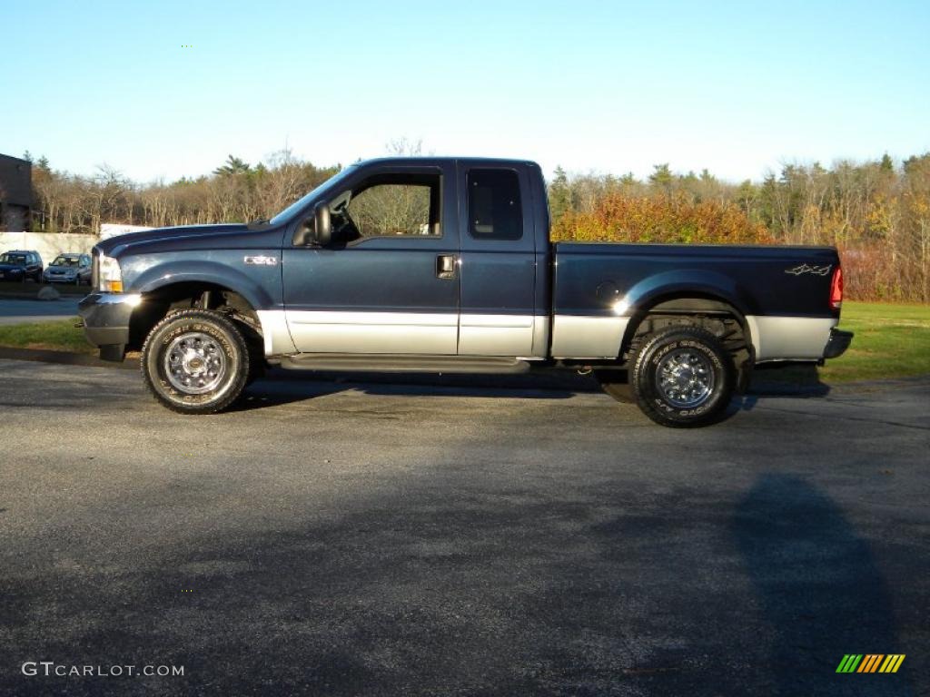 2002 F250 Super Duty XLT SuperCab 4x4 - True Blue Metallic / Medium Flint photo #5