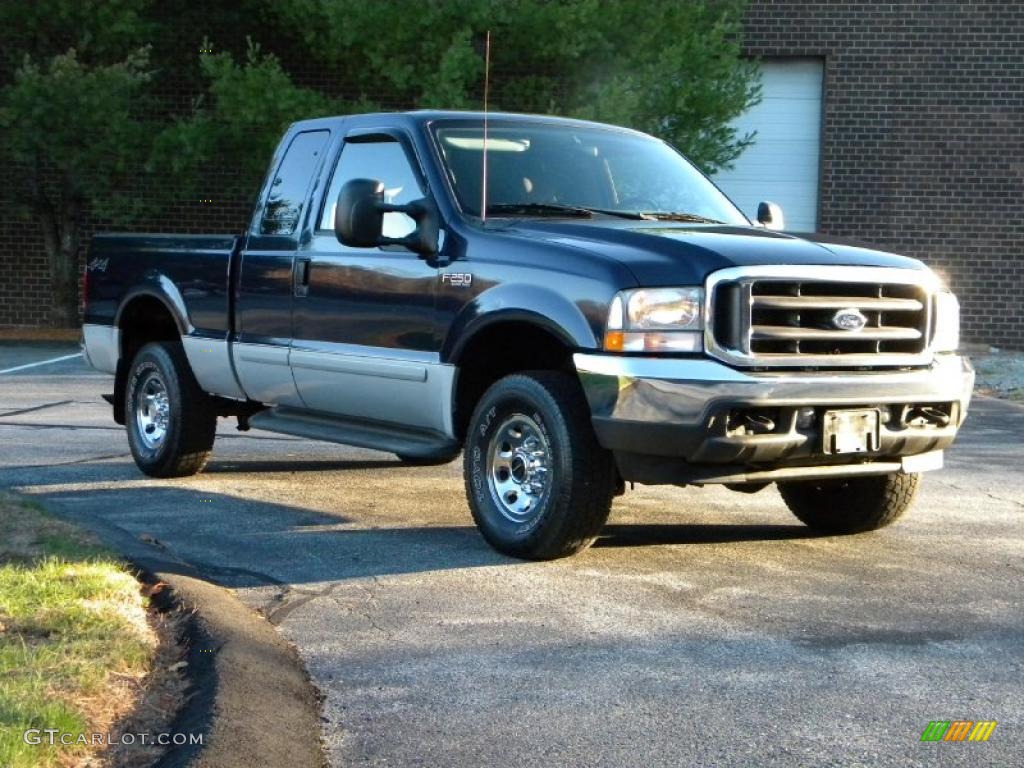 2002 F250 Super Duty XLT SuperCab 4x4 - True Blue Metallic / Medium Flint photo #25