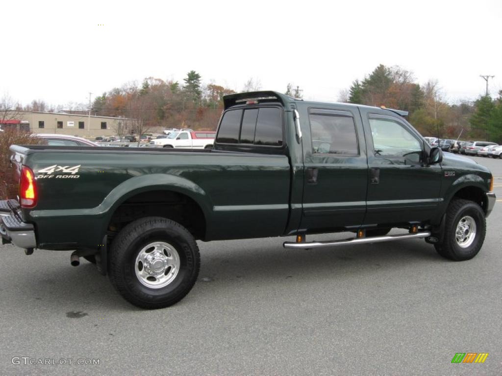 2001 F350 Super Duty Lariat Crew Cab 4x4 - Dark Highland Green Metallic / Medium Parchment photo #5