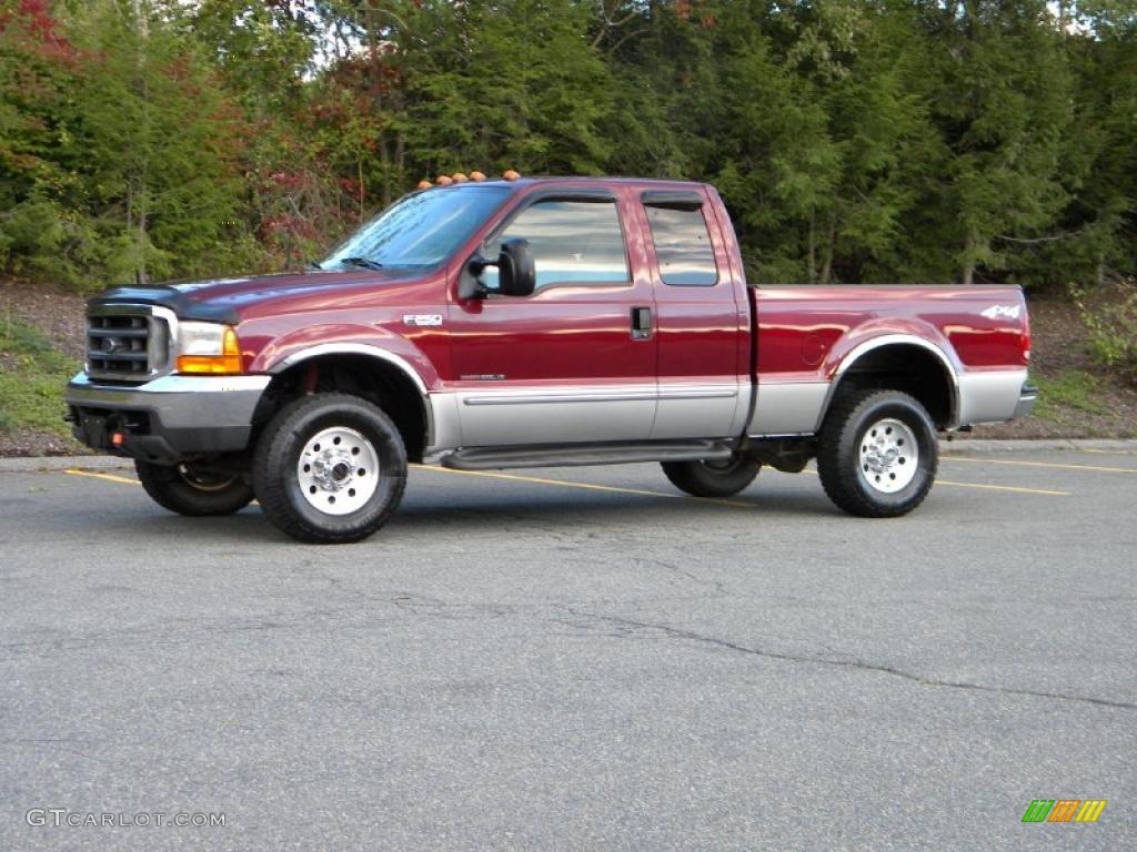 2000 F250 Super Duty XLT Extended Cab 4x4 - Dark Toreador Red Metallic / Medium Graphite photo #3