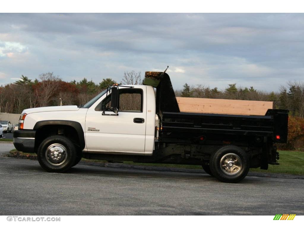 2005 Silverado 3500 Regular Cab 4x4 Chassis Dump Truck - Summit White / Dark Charcoal photo #3