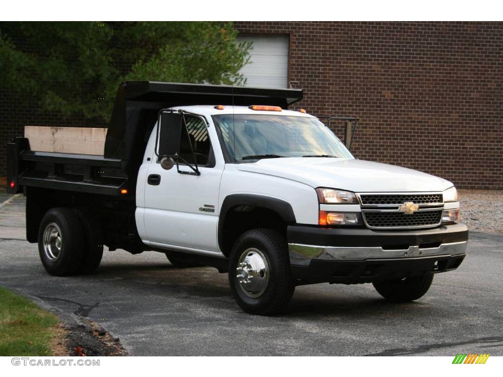 2005 Silverado 3500 Regular Cab 4x4 Chassis Dump Truck - Summit White / Dark Charcoal photo #13